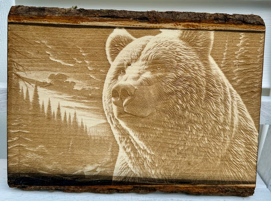 Wilderness Bear Close Up Live Edge Rectangular Plaque