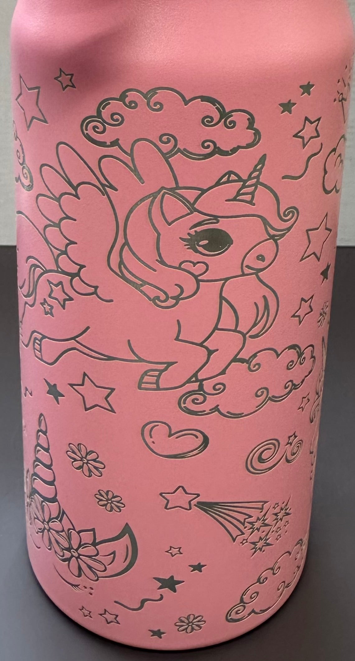 16oz. Insulated Water Bottle with Straw Lid and Built in Lid Handle - Pink with Unicorns