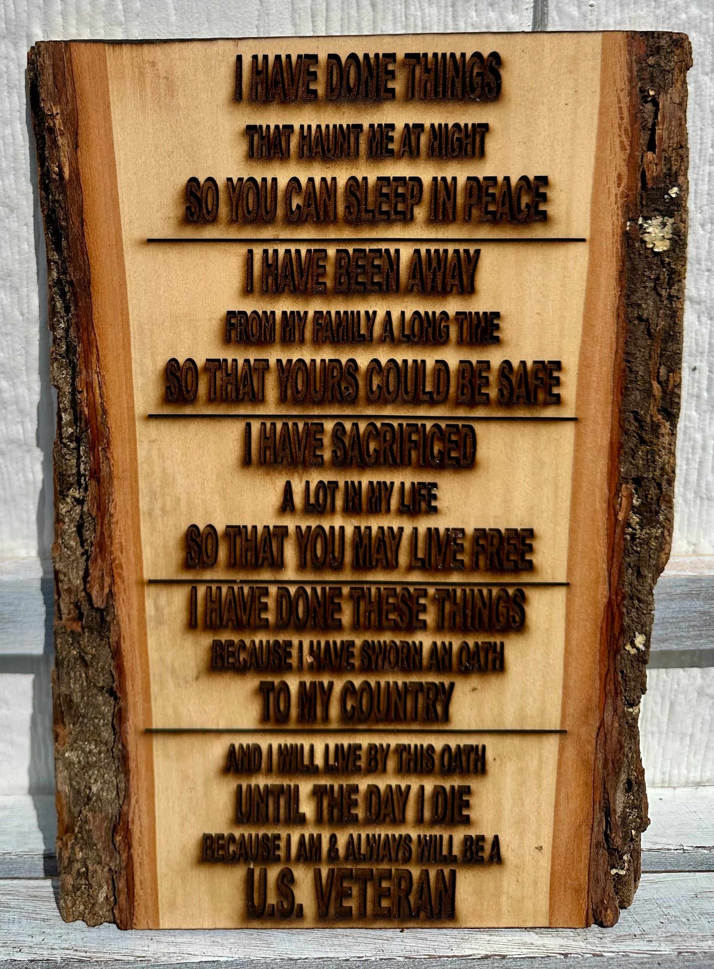 I Am a Military Veteran Live Edge Rectangular Plaque