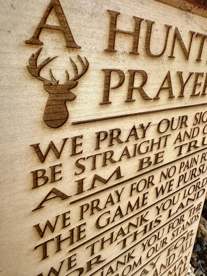 Hunter’s Prayer with Buck Profile Live Edge Rectangular Plaque