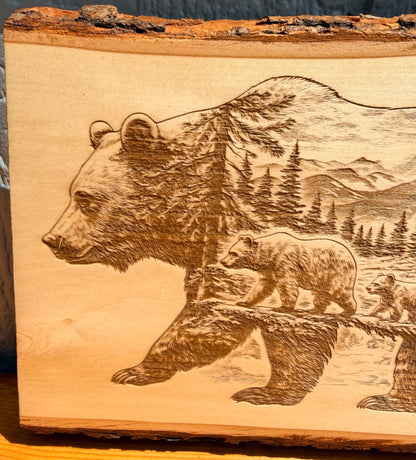 Plaque Live Edge Rectangular - Mama Bear