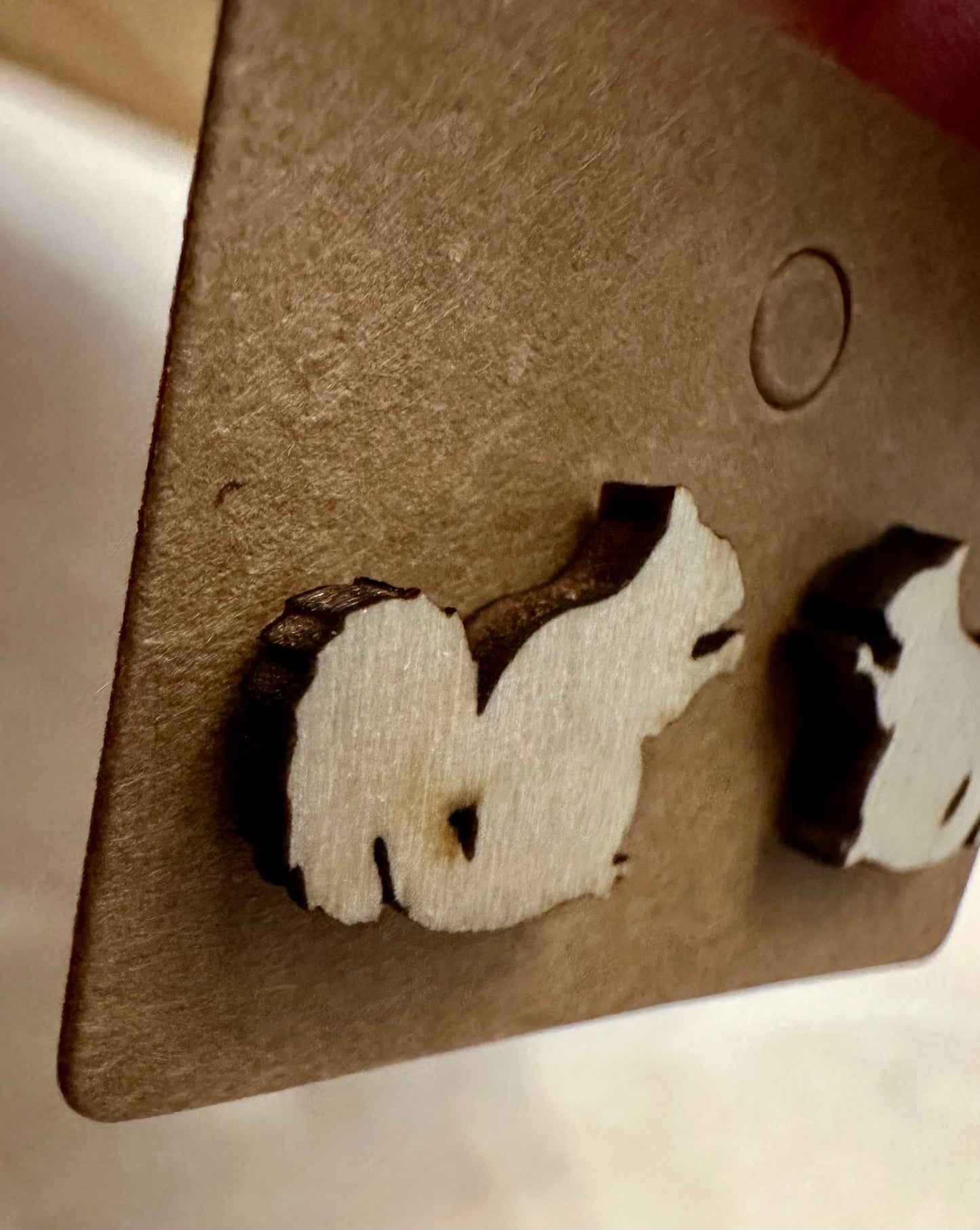 Wooden Engraved Earrings - Squirrels