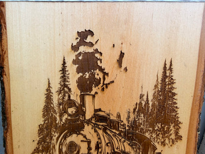 Plaque Live Edge Rectangular - Steam Train
