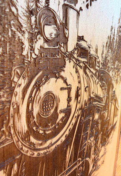Plaque Live Edge Rectangular - Steam Train