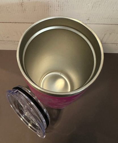 20oz. Insulated Travel Tumbler with Slide Lid - Fuchsia with Wildflowers