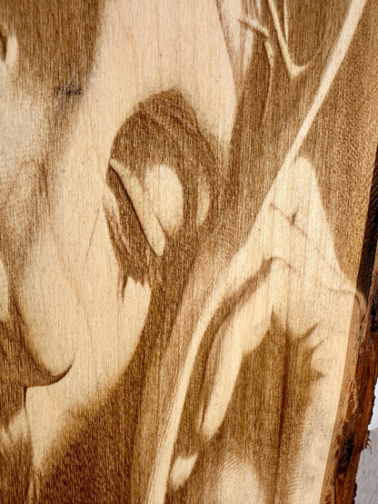 Jesus Head on Hand Live Edge Rectangular Plaque