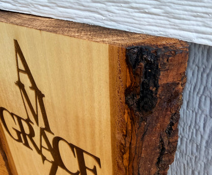Plaque Live Edge Rectangular - Amazing Grace Cross