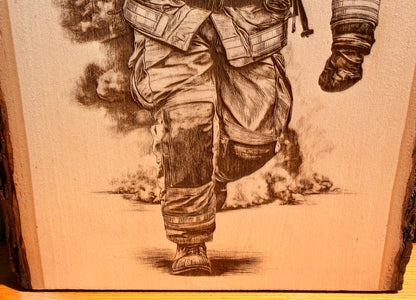 Plaque Live Edge Rectangular - Firefighter in Gear