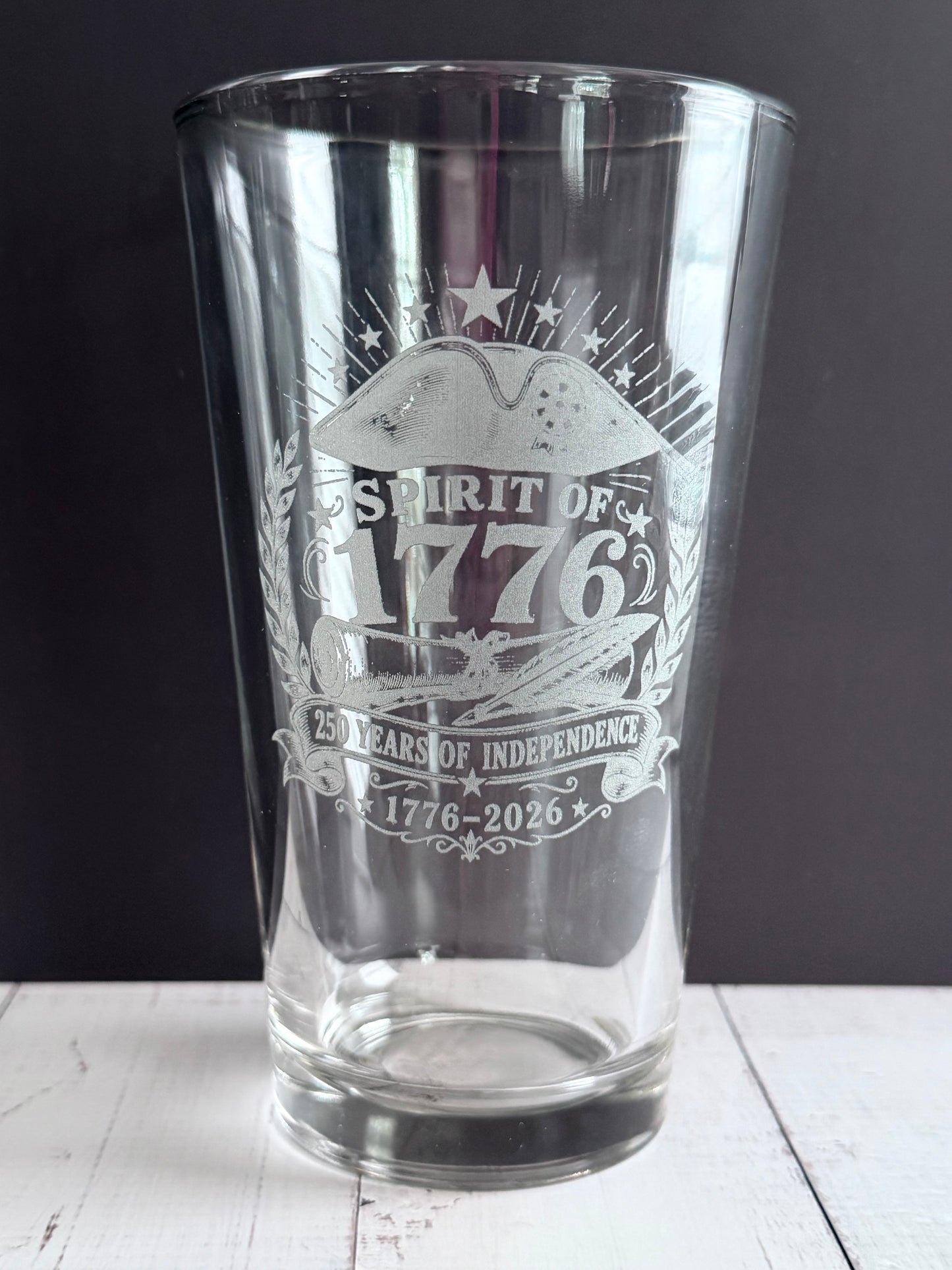16oz Pint Glass Engraved - Spirit of 1776