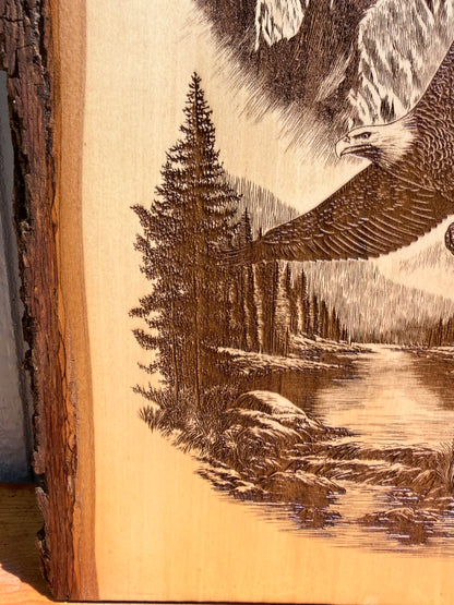 Plaque Live Edge Rectangular - Soaring Eagle