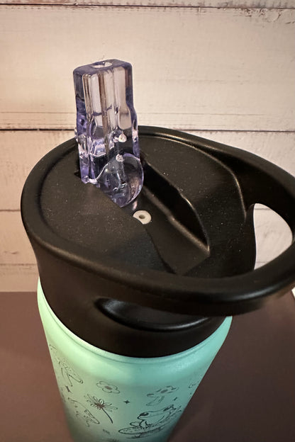 16oz. Insulated Water Bottle with Straw Lid - Varigated Teal Ombré, Frogs and Toadstools