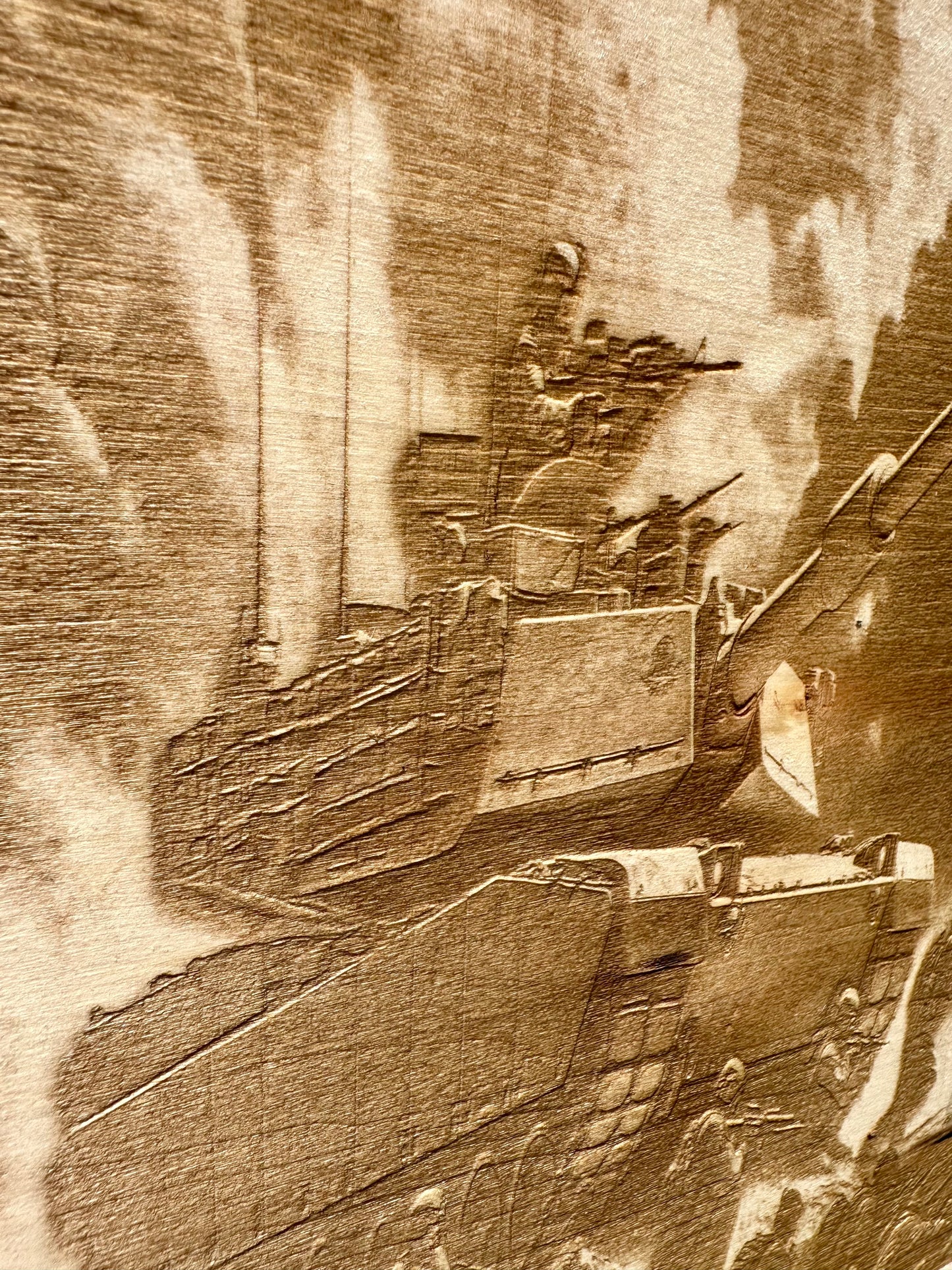 Military Army Seal with Tank and Soldiers Live Edge Rectangular Plaque