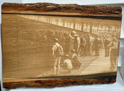 Military Vietnam Veterans Memorial Live Edge Rectangular Plaque