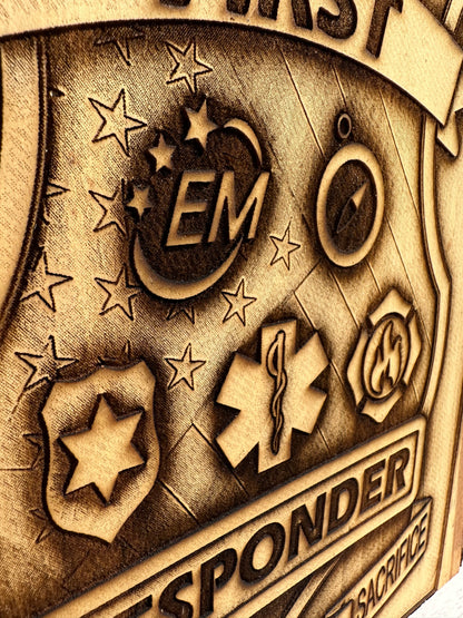 Thank You First Responders Live Edge Rectangular Plaque