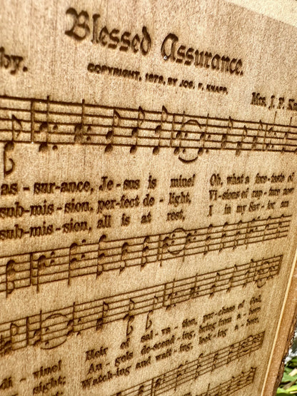 Blessed Assurance Music Sheet Live Edge Rectangular Plaque