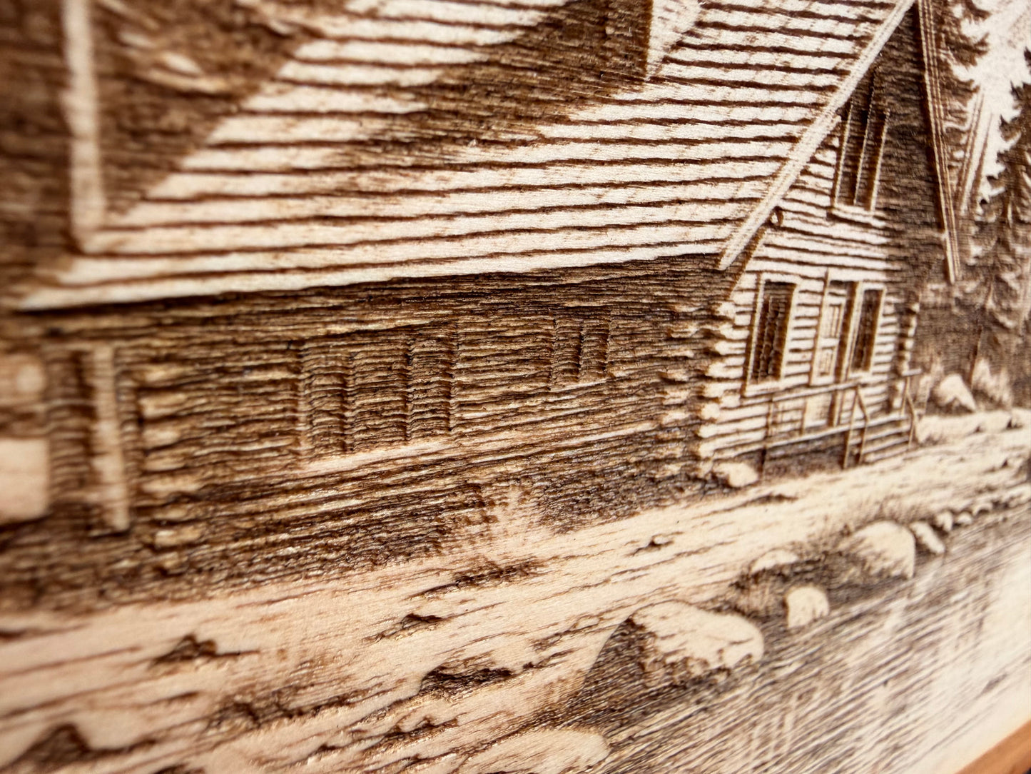 Plaque Live Edge Rectangular - Creekside Log Cabin in the Mountains