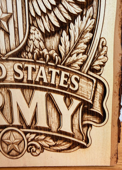 Plaque Live Edge Rectangular - Army