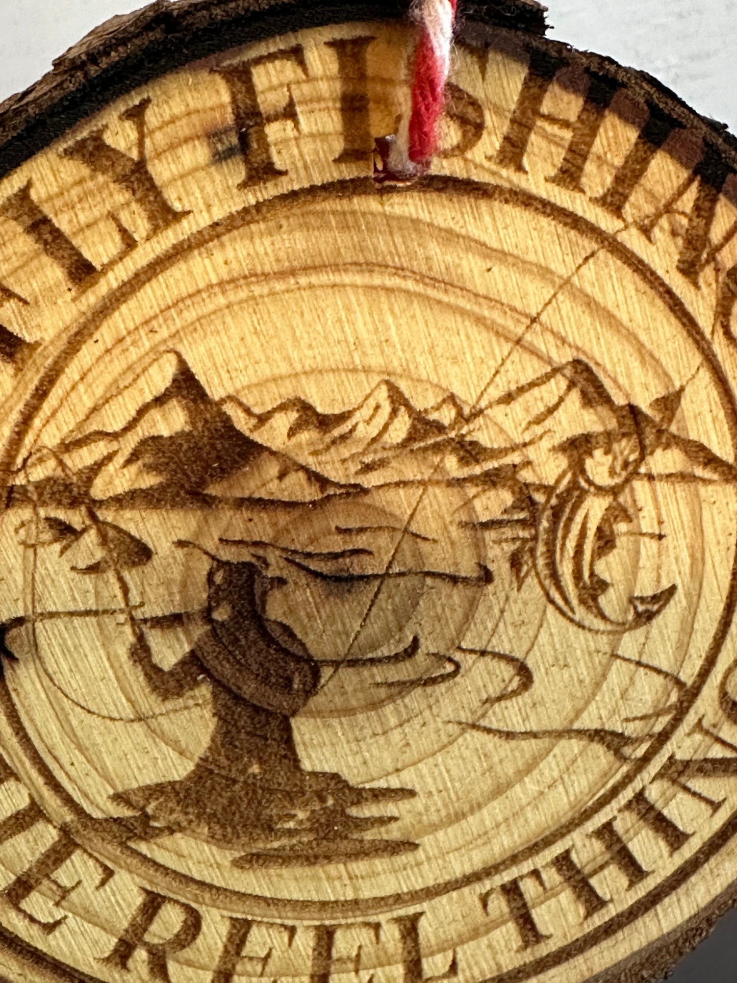 Engraved Live Edge Wooden Round Ornament - Fly Fishing, The Reel Thing