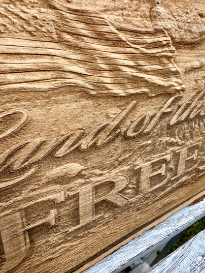 Patriotic Land of the Free Live Edge Rectangular Plaque