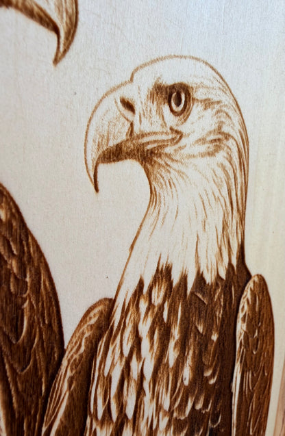 Plaque Live Edge Rectangular - Two Eagles Perched