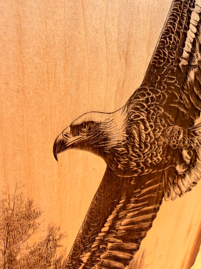 Plaque Live Edge Rectangular - Pair of Soaring Eagles