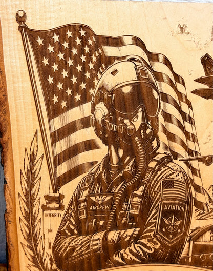 Plaque Live Edge Rectangular - Pilot Tribute