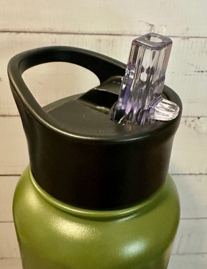 40oz. Insulated Water Bottle with Collapsible Straw Lid - Green, Faith Collage