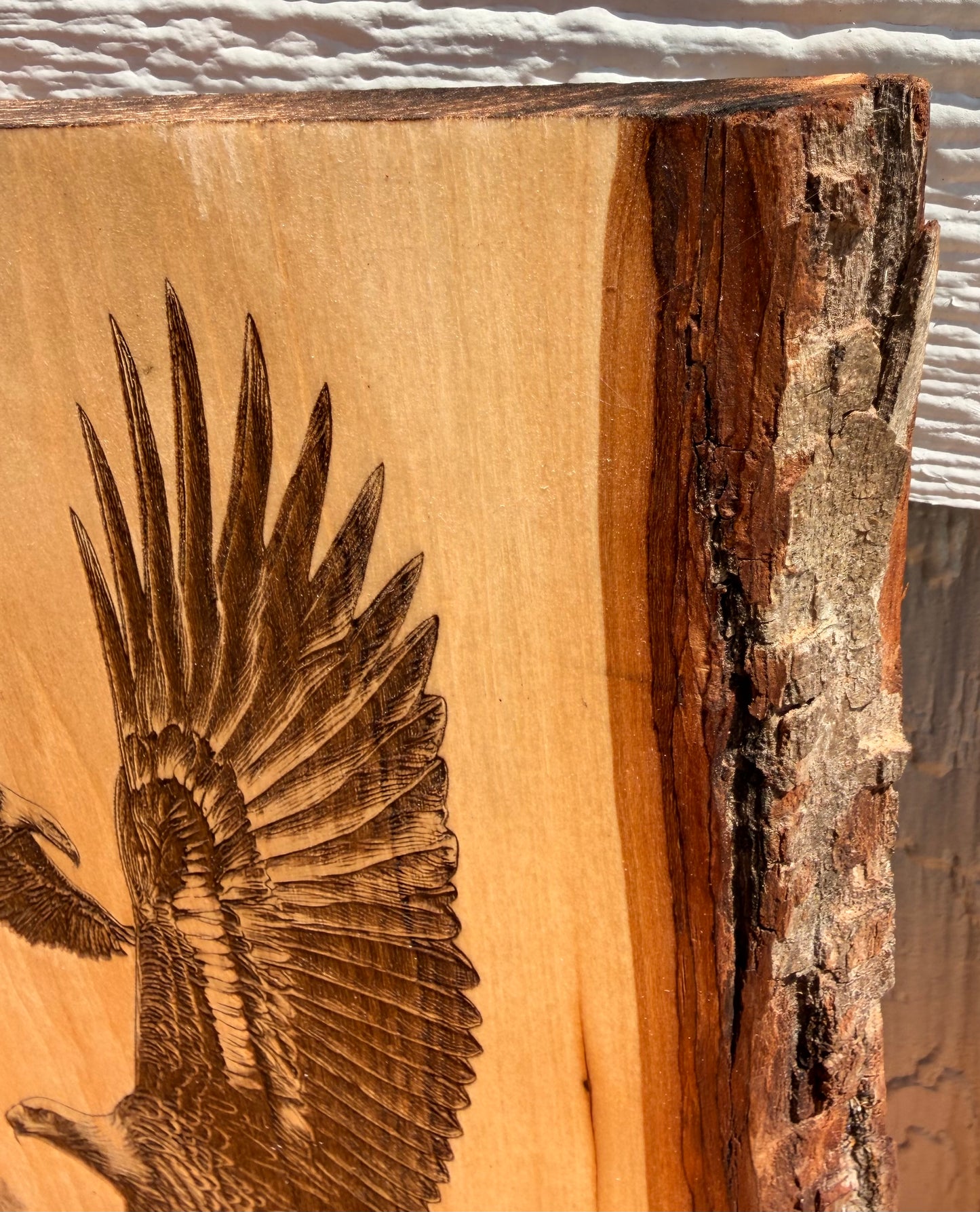 Plaque Live Edge Rectangular - Pair of Soaring Eagles