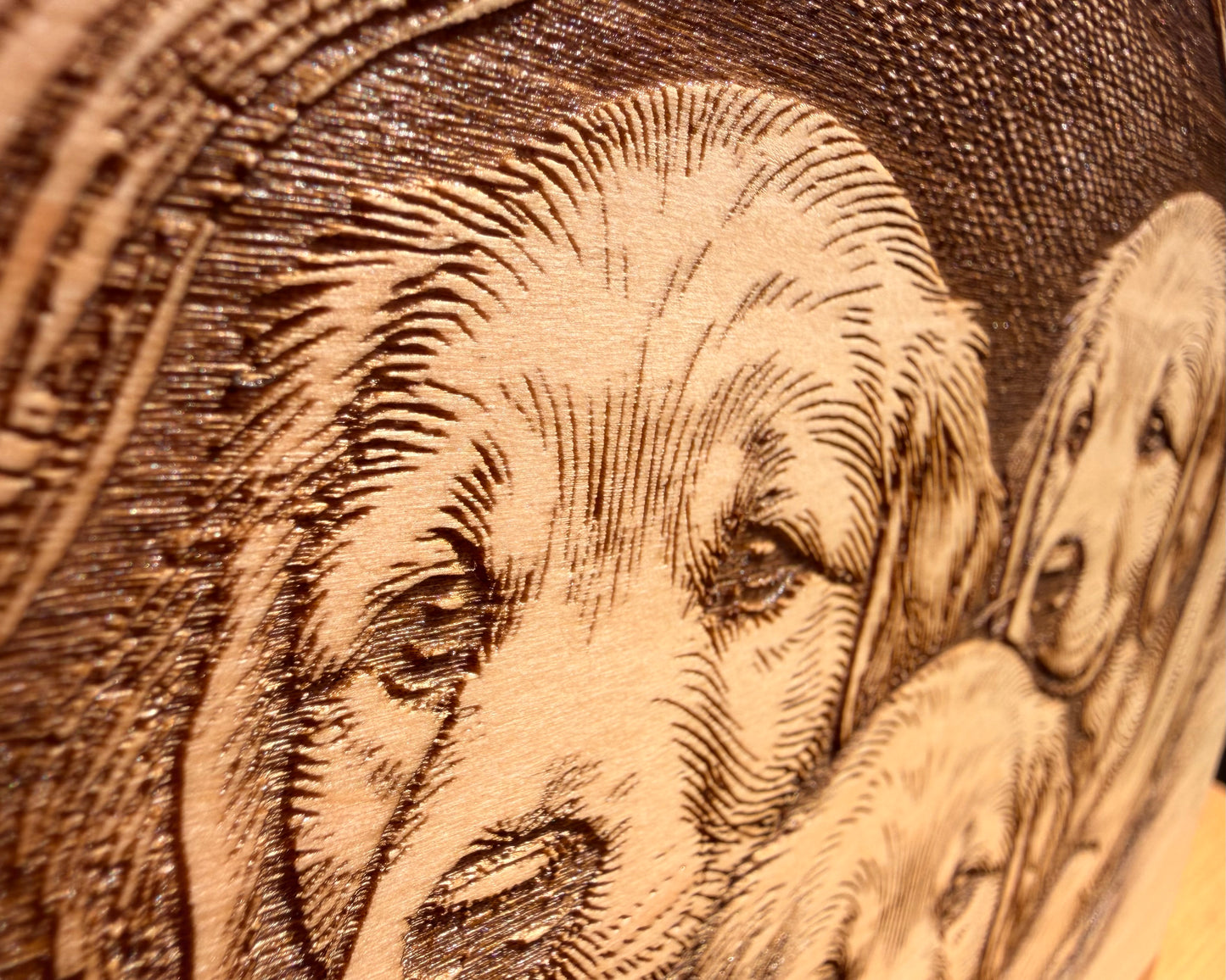 Plaque Live Edge Rectangular - Three Retriever Puppies