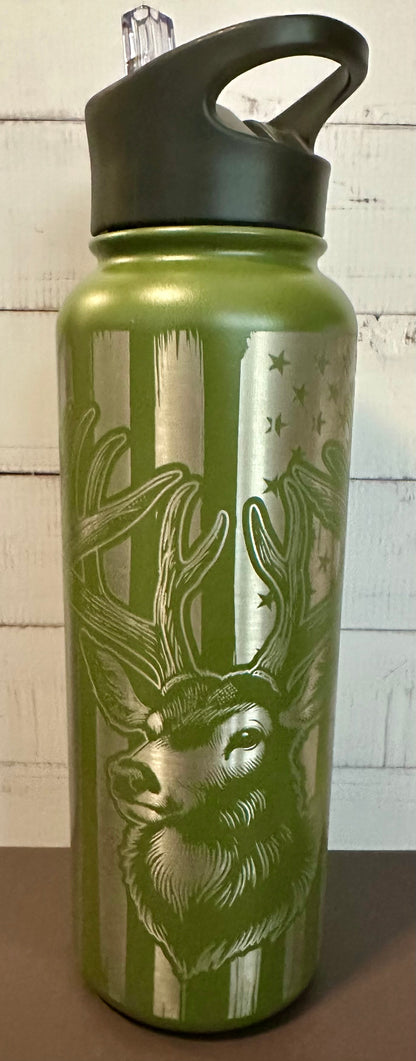 40oz. Insulated Water Bottle with Collapsible Straw Lid - Green, Hunter’s Prayer