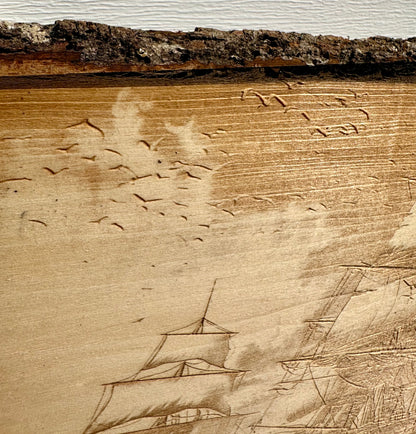 Tall Ships Live Edge Rectangular Plaque