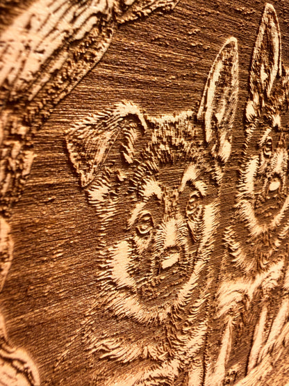 Plaque Live Edge Rectangular - Three Shepherd Puppies