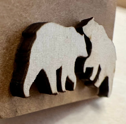 Wooden Engraved Earrings - Bears