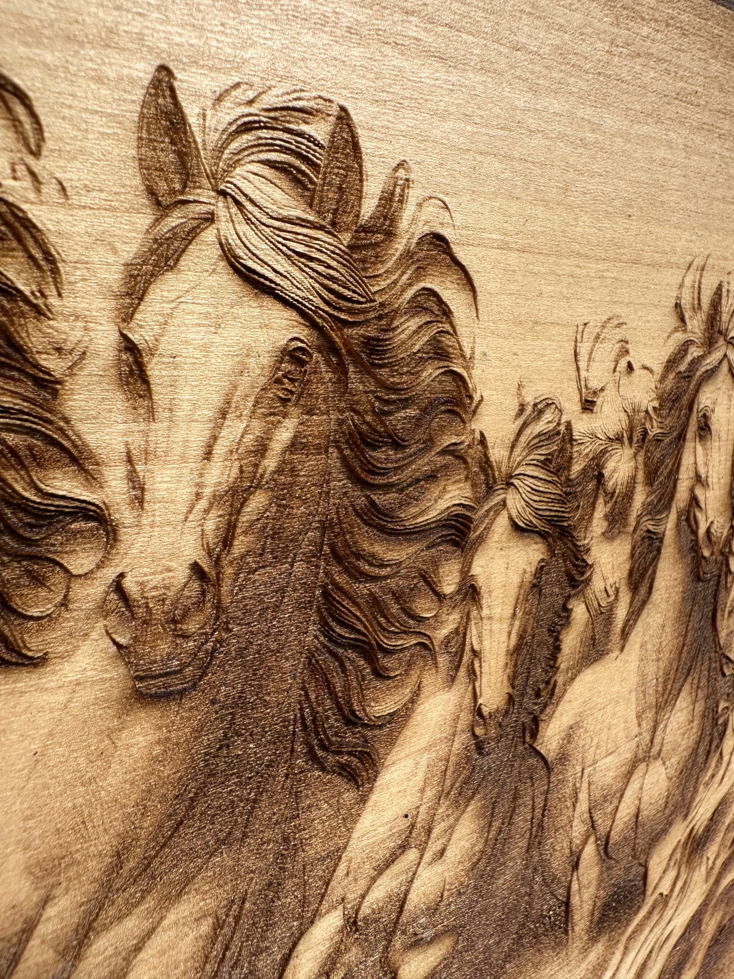 Forward Stampeding Horses Live Edge Rectangular Plaque