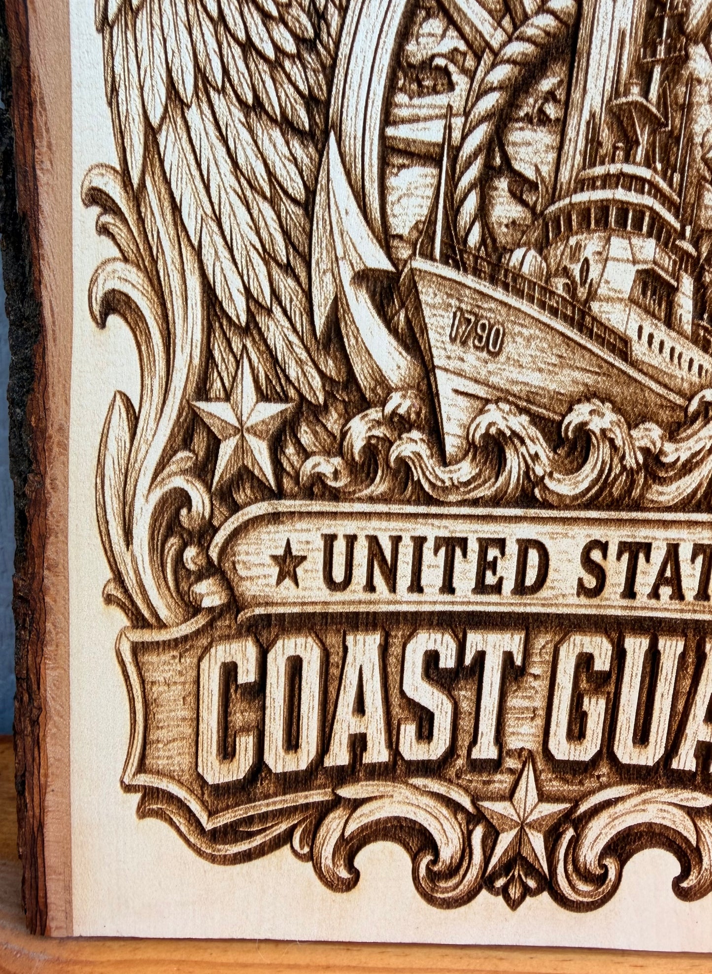 Plaque Live Edge Rectangular - Coast Guard