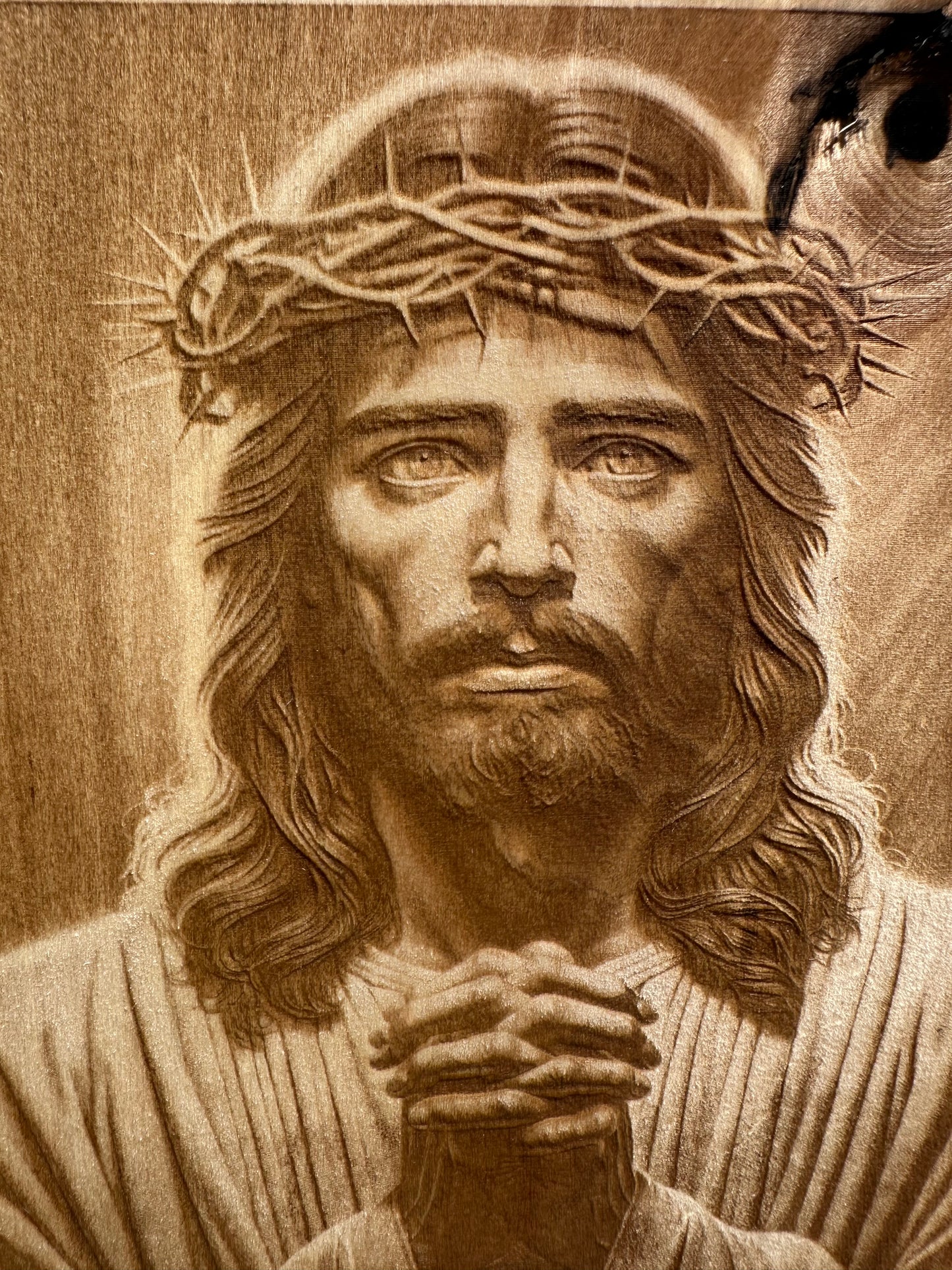 Jesus and Ten Commandments Live Edge Rectangular Plaque