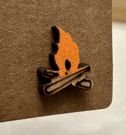 Wooden Engraved Earrings - Campfire
