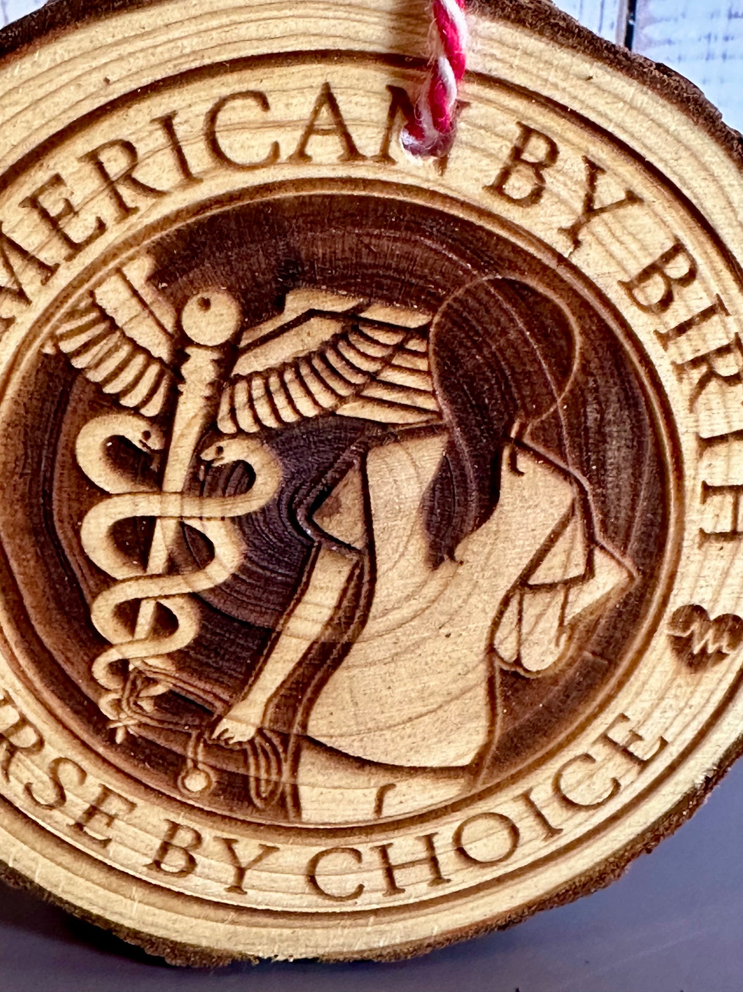 Engraved Live Edge Wooden Round Ornament - Nurse By Choice
