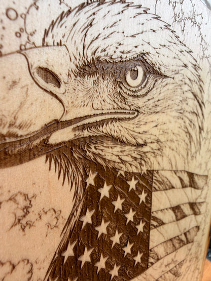 Plaque Live Edge Rectangular - Carrier with Eagle and Flag
