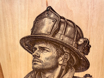 Plaque Live Edge Rectangular - Firefighter