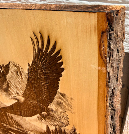 Plaque Live Edge Rectangular - Soaring Eagle