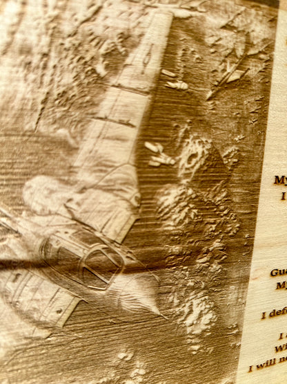 Military The Airman’s Creed with Aircraft Live Edge Rectangular Plaque