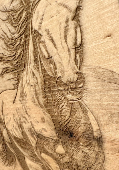 Galloping Horse Live Edge Rectangular Plaque