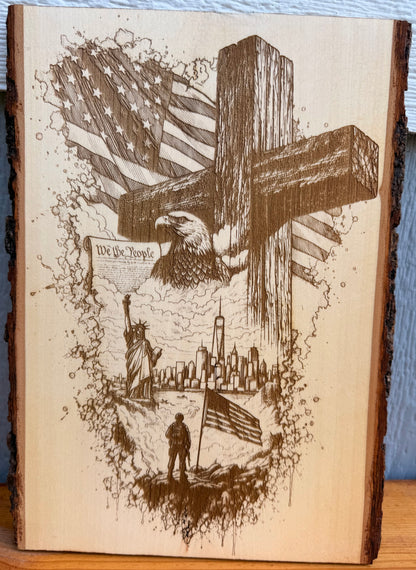 Plaque Live Edge Rectangular - America the Dream