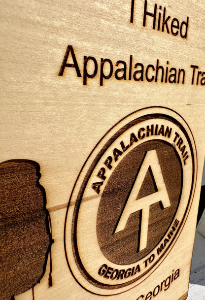 Appalachian Couple Trail Hike Live Edge Rectangular Plaque
