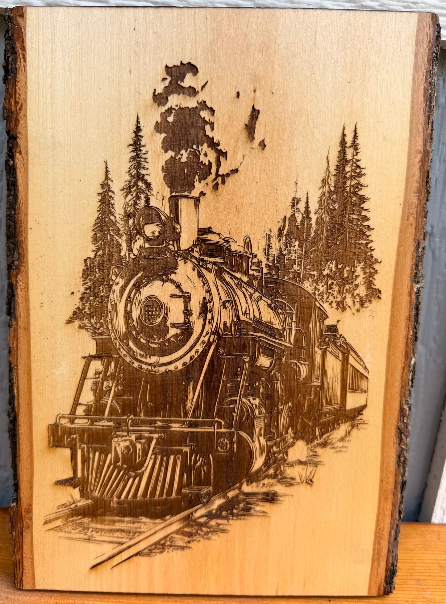 Plaque Live Edge Rectangular - Steam Train