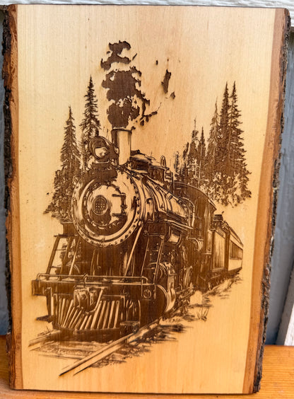 Plaque Live Edge Rectangular - Steam Train