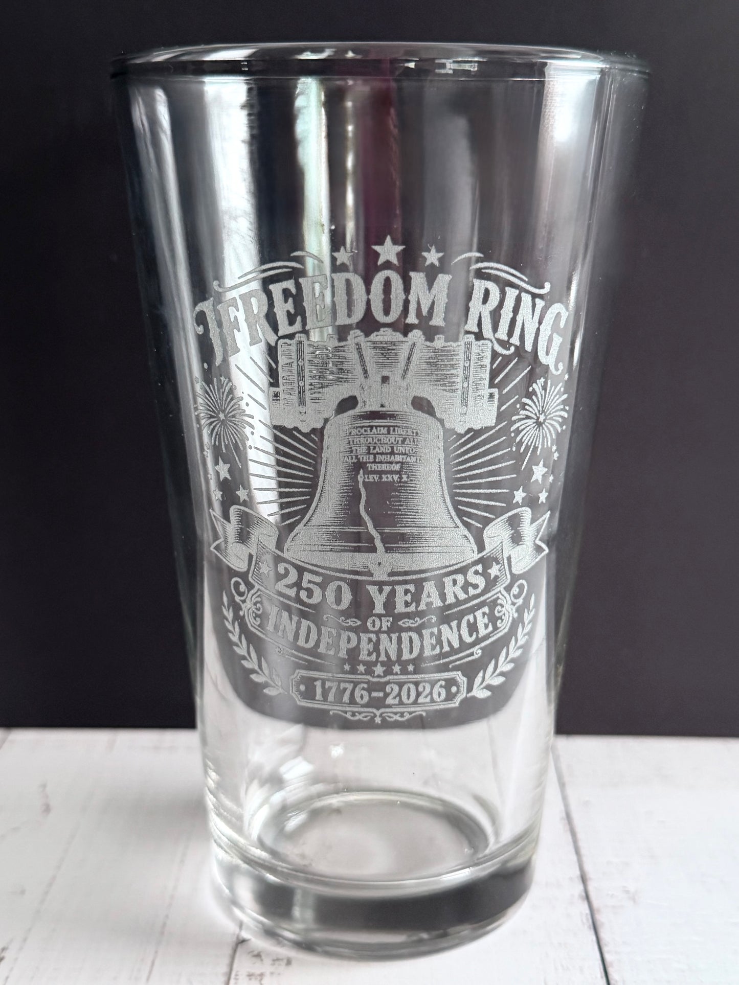 16oz Pint Glass Engraved - Freedom Ring