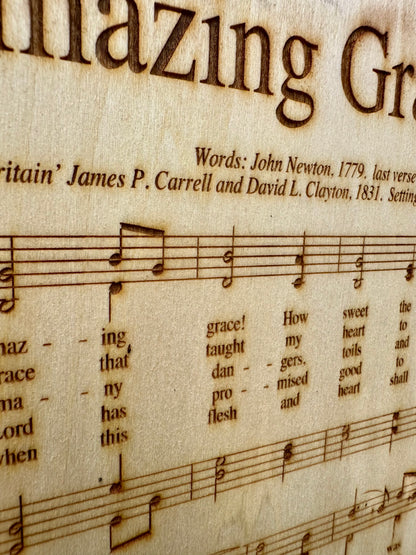 Amazing Grace Music Sheet Live Edge Rectangular Plaque
