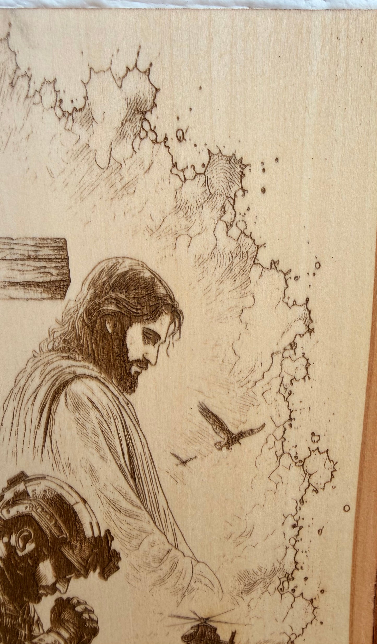 Plaque Live Edge Rectangular - Praying Soldier